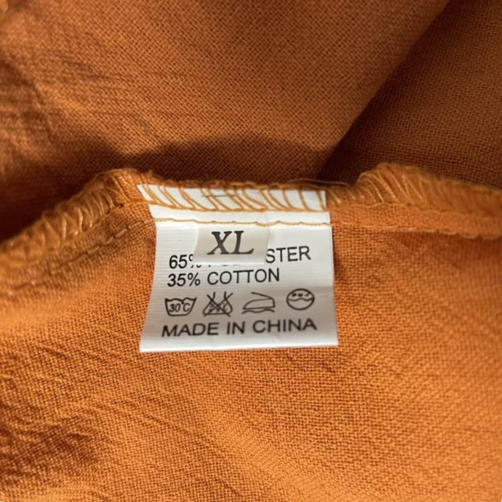 Rust Orange Boho Dress XL Crochet Detail Tassel Tie Straps Ruffle Hem - Picture 7 of 9